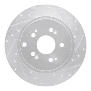 Honda Ridgeline Brake Rotor (1) - Rear Right - R1 Concepts - Drilled & Slotted - Silver - `06-`14